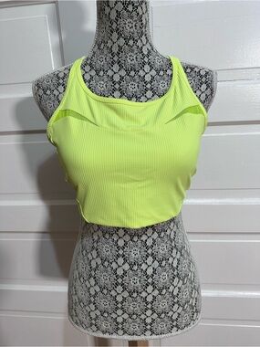 Lululemon Ribbed-Mesh High-Neck Bra Medium Support Size 14 Highlight Yellow $68